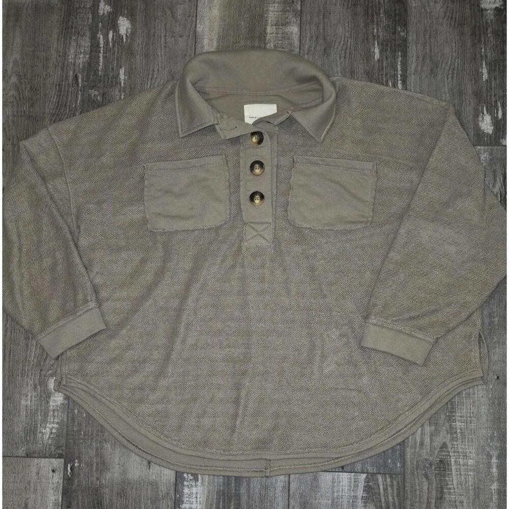 American Eagle Textured‎ Henley Sweater Adult XS Brown Henley Sweatshirt Cotton